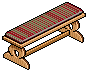 Red Wooden Cabin Bench